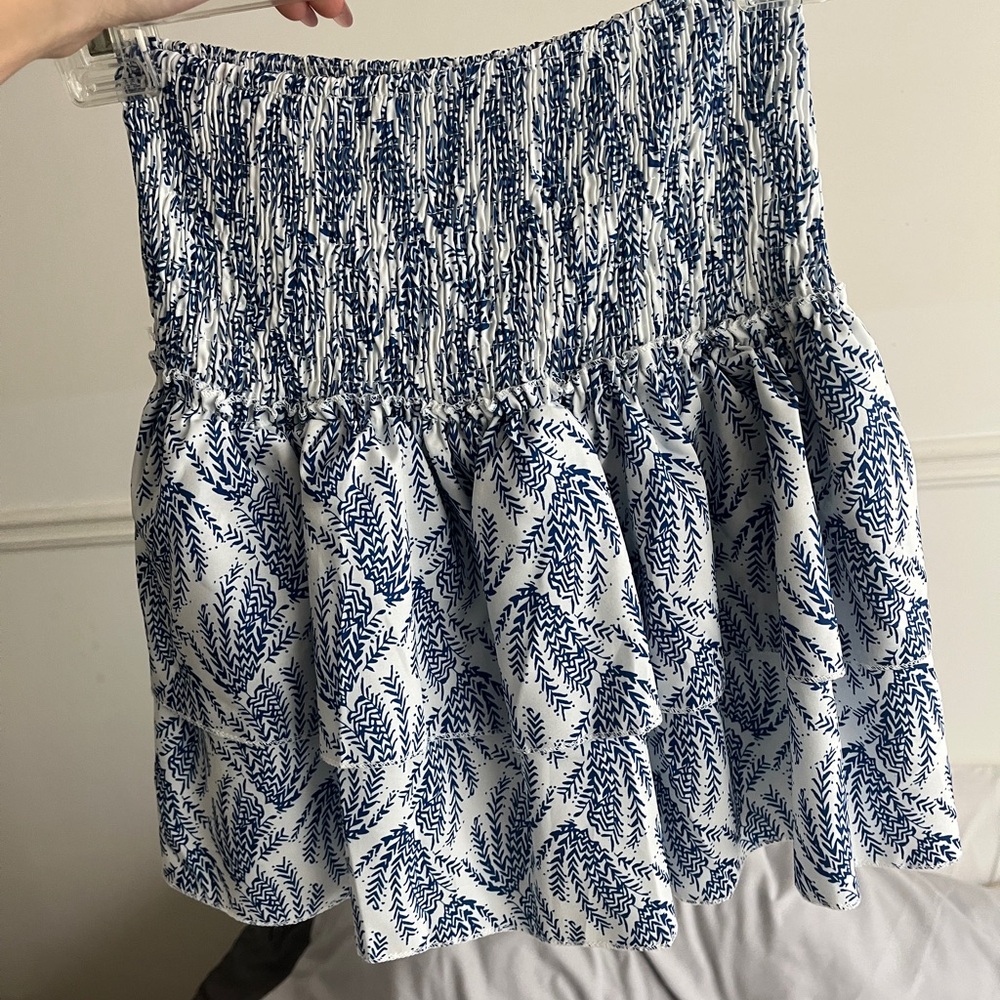 Blue and White Patterned Women's Skirt Tube Top